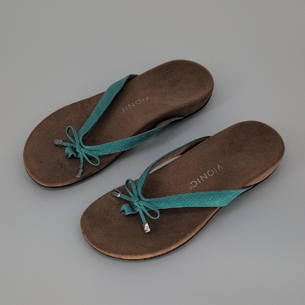 Vionic Bella Toe Post Flip Flop Sandals | Size 10 | Teal Turquoise Spring Summer